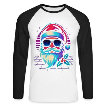 Santa Claus Funny Retro Gaming - Unisex Long Sleeve Baseball T-Shirt - white/black - Front - Nik (191cm)