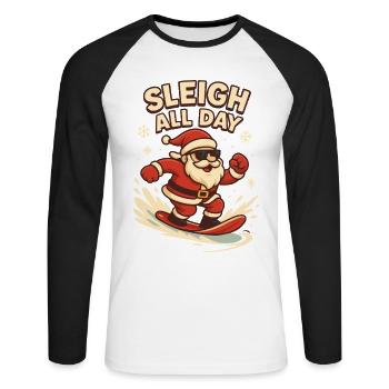 Schlitten-Alltags-Weihnachtsspaß - Unisex Baseballshirt langarm - Weiß/Schwarz - Vorne - Nik (191cm)