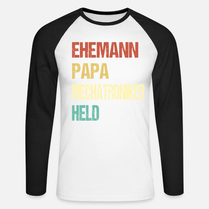 Mechatroniker Papa - Unisex Baseballshirt langarm - Weiß/Schwarz