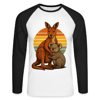Känguru Koala Australische Freunde - Unisex Baseballshirt langarm - Weiß/Schwarz - Vorne - Nik (191cm)