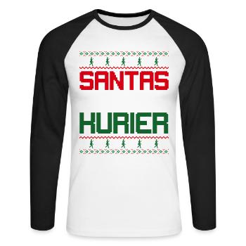 Noël LE MEILLEUR COURSIER DU PÈRE NOËL Drôle - T-shirt baseball manches longues Homme - blanc/noir - Devant - Nik (191cm)