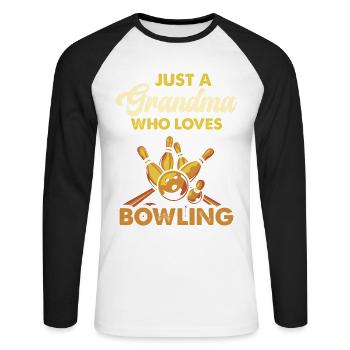 Grand-mère du bowling adore le bowling - T-shirt baseball manches longues Homme - blanc/noir - Devant - Nik (191cm)