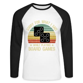 Funny Board Game Quote Board Gamer Player - Unisex Baseballshirt langarm - Weiß/Schwarz - Vorne - Nik (191cm)