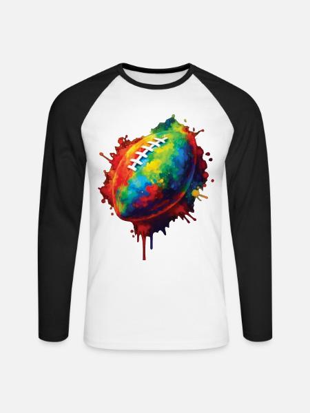 Rugby Ball - Colorful Sports Design for Fans - Unisex Long Sleeve Baseball T-Shirt - white/black