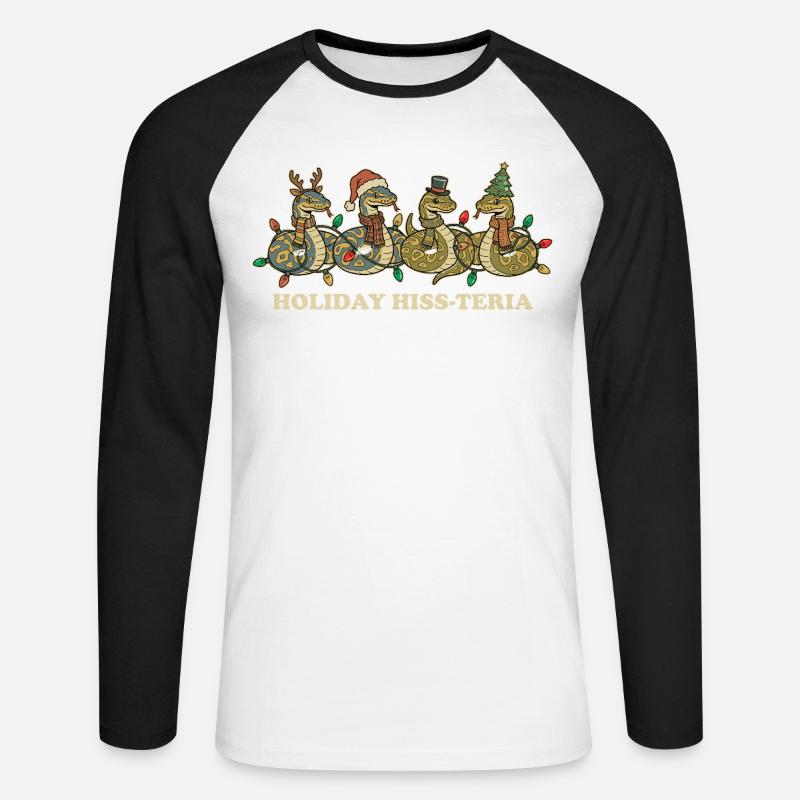 Königspython Weihnachtsbeleuchtung Geschenk - Unisex Baseballshirt langarm - Weiß/Schwarz