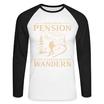 Pension en randonnée de la paix - Pensionnaire - T-shirt baseball manches longues Homme - blanc/noir - Devant - Nik (191cm)