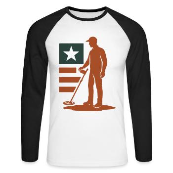 Metal Detecting Treasure Hunt Star Design - Unisex Long Sleeve Baseball T-Shirt - white/black - Front - Nik (191cm)