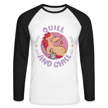 Igel Tag Hedgehog Day - Unisex Baseballshirt langarm - Weiß/Schwarz - Vorne - Nik (191cm)