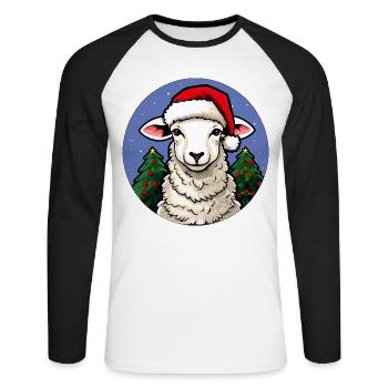 Schafe Weihnachten - Unisex Baseballshirt langarm - Weiß/Schwarz - Vorne - Nik (191cm)