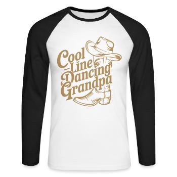 Grand-père de la danse en ligne cool - T-shirt baseball manches longues Homme - blanc/noir - Devant - Nik (191cm)