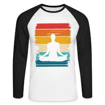 Rainbow Lotus Meditation - Unisex Long Sleeve Baseball T-Shirt - white/black - Front - Nik (191cm)