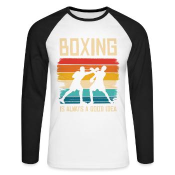 Boxing Rainbow Power - Unisex Long Sleeve Baseball T-Shirt - white/black - Front - Nik (191cm)