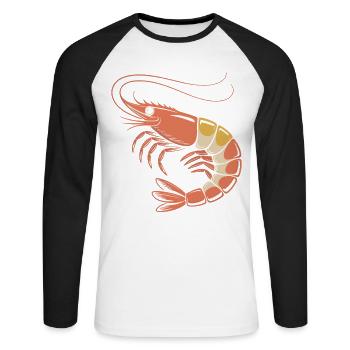 Roter Garnele Cartoon - Unisex Baseballshirt langarm - Weiß/Schwarz - Vorne - Nik (191cm)