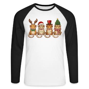 Kronengecko Weihnachtsmann Weihnachtsbeleuchtung - Unisex Baseballshirt langarm - Weiß/Schwarz - Vorne - Nik (191cm)