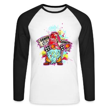 GAMER WICHTEL Dab Controller Gaming Xmas Zocker - Unisex Baseballshirt langarm - Weiß/Schwarz - Vorne - Nik (191cm)