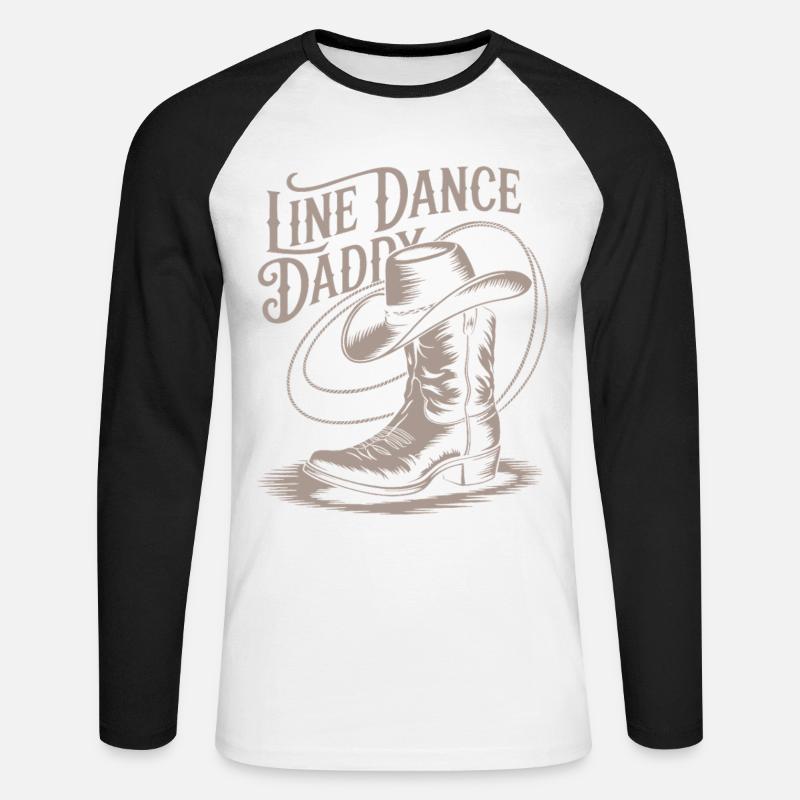 Line Dance Daddy - Unisex Baseballshirt langarm - Weiß/Schwarz