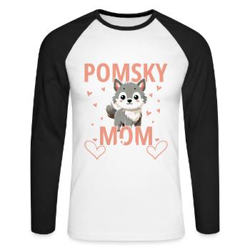Pomsky-Besitzer Kuscheltier-Hundebett belohnt Pomsky - Unisex Baseballshirt langarm - Weiß/Schwarz - Vorne - Nik (191cm)
