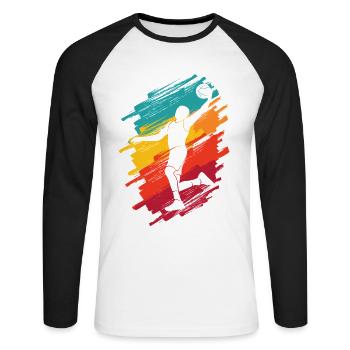 Basketball Players Colorful Basketball Players Basketball - Unisex Long Sleeve Baseball T-Shirt - white/black - Front - Nik (191cm)