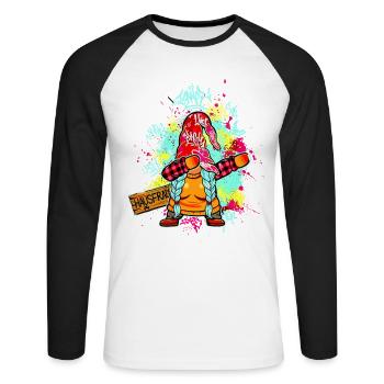 HAUSFRAU WICHTEL Dab Graffiti Lustig Xmas Mama - Unisex Baseballshirt langarm - Weiß/Schwarz - Vorne - Nik (191cm)