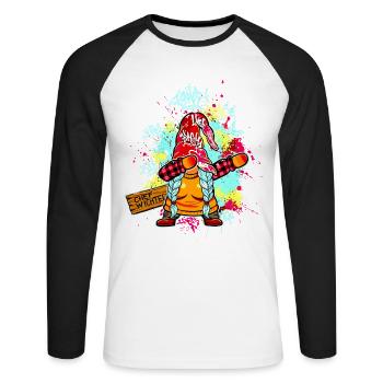 CHEF WICHTEL Dab Graffiti Weiblich Xmas Spruch - Unisex Baseballshirt langarm - Weiß/Schwarz - Vorne - Nik (191cm)