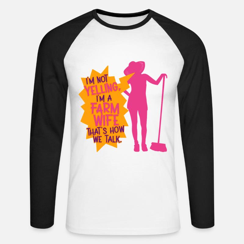 Ehefrau eines Bauern Mutter - Unisex Baseballshirt langarm - Weiß/Schwarz