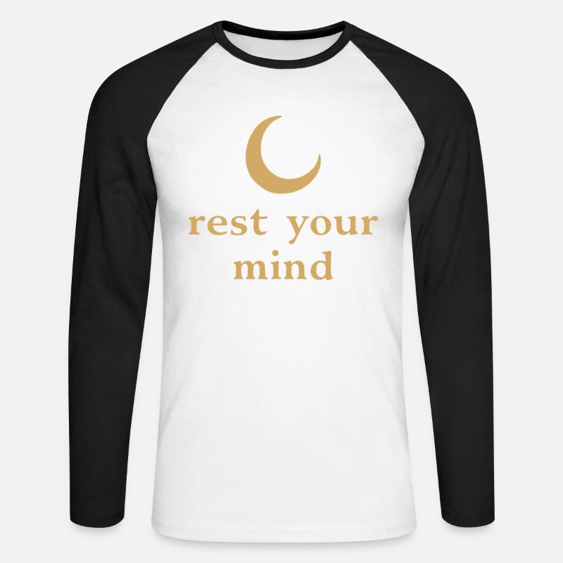 Rest Your Mind Mond Achtsamkeit Statement - Unisex Baseballshirt langarm - Weiß/Schwarz
