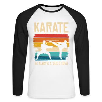 Le karaté est toujours une bonne idée - T-shirt baseball manches longues Homme - blanc/noir - Devant - Nik (191cm)