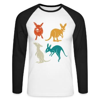 Kangaroo quartet in a variety of colours - Unisex Long Sleeve Baseball T-Shirt - white/black - Front - Nik (191cm)