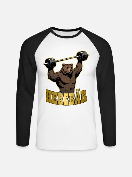 Weightlifter HEBEBÄR Gym Funny - Unisex Long Sleeve Baseball T-Shirt - white/black