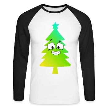 Christmas Tree Gradient Smile - Unisex Long Sleeve Baseball T-Shirt - white/black - Front - Nik (191cm)