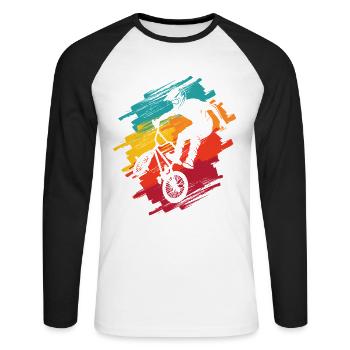 Retro BMX Bike Stunt Jungen Fahrrad Herren BMX - Unisex Baseballshirt langarm - Weiß/Schwarz - Vorne - Nik (191cm)