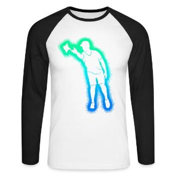Joueur de cornhole Enfants Garçons Hommes Cornhole - T-shirt baseball manches longues Homme - blanc/noir - Devant - Nik (191cm)