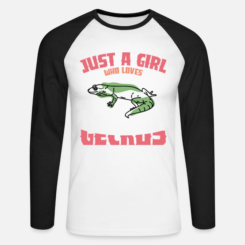 Gecko Vibes: Nur ein Mädchen - Unisex Baseballshirt langarm - Weiß/Schwarz