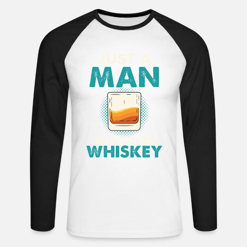 Nur ein Mann liebt Whiskey - Unisex Baseballshirt langarm - Weiß/Schwarz