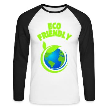 Eco Leaf Earth Graphic - Unisex Long Sleeve Baseball T-Shirt - white/black - Front - Nik (191cm)