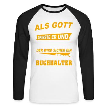 Expressions des comptables - T-shirt baseball manches longues Homme - blanc/noir - Devant - Nik (191cm)