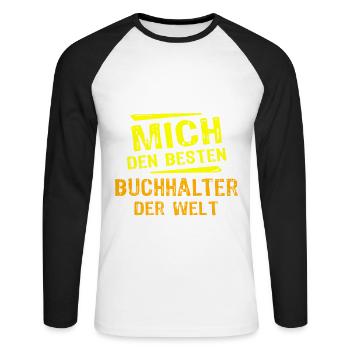 Cadeau de comptable - T-shirt baseball manches longues Homme - blanc/noir - Devant - Nik (191cm)