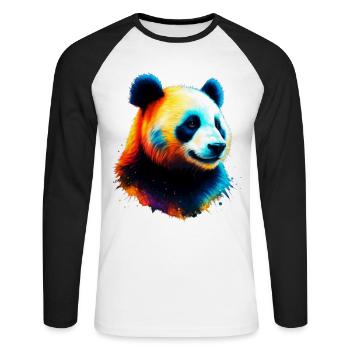 Panda - Unisex Long Sleeve Baseball T-Shirt - white/black - Front - Nik (191cm)