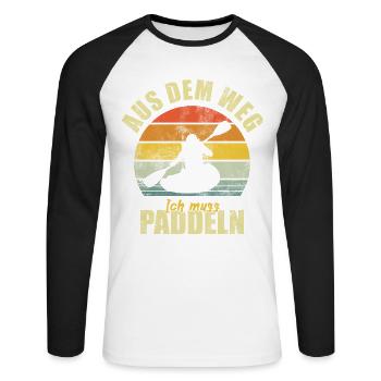 Kayak Paddling Paddle Canoe Canoeing Funny Saying - Unisex Long Sleeve Baseball T-Shirt - white/black - Front - Nik (191cm)