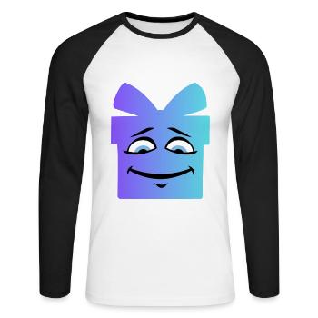 Gradient Smiling Gift Box - Unisex Long Sleeve Baseball T-Shirt - white/black - Front - Nik (191cm)