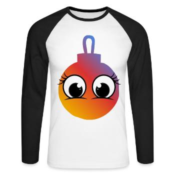 Ball Joy Gradient Big Eyes - Unisex Long Sleeve Baseball T-Shirt - white/black - Front - Nik (191cm)