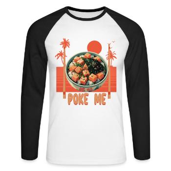 Poke Me Sushi Bowl - T-shirt baseball manches longues Homme - blanc/noir - Devant - Nik (191cm)