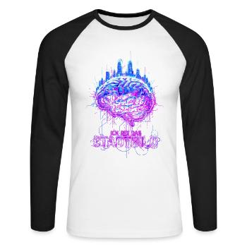 Je suis le paysage urbain - Cerveau néon - T-shirt baseball manches longues Homme - blanc/noir - Devant - Nik (191cm)