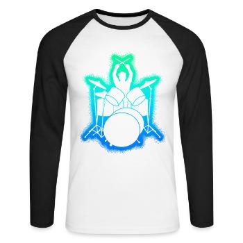 Drums Drummers Kids Men's Boys Drums - Unisex Long Sleeve Baseball T-Shirt - white/black - Front - Nik (191cm)