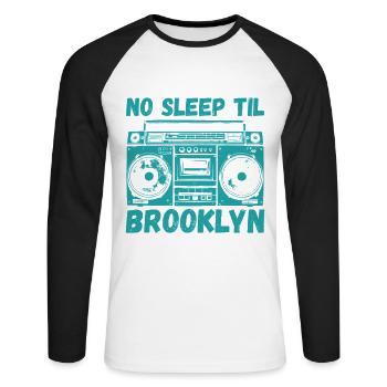 No Sleep Til Brooklyn Retro Boombox Vintage Music - Unisex Long Sleeve Baseball T-Shirt - white/black - Front - Nik (191cm)