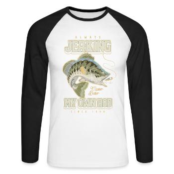 Toujours en train de branler ma canne Pêche amusante Né en 1998 - T-shirt baseball manches longues Homme - blanc/noir - Devant - Nik (191cm)