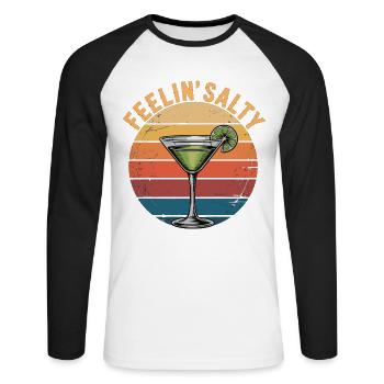 Feelin' Salty T-Shirt – Margarita Cocktail Shirt - T-shirt baseball manches longues Homme - blanc/noir - Devant - Nik (191cm)