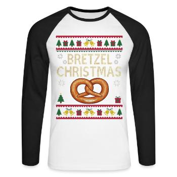 Pretzel Christmas Funny Baker Gift - Unisex Long Sleeve Baseball T-Shirt - white/black - Front - Nik (191cm)