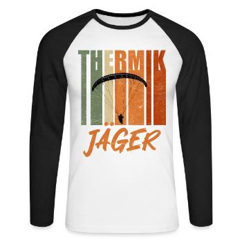 Paragliding THERIK JÄGER Fun - Unisex Long Sleeve Baseball T-Shirt - white/black - Front - Nik (191cm)