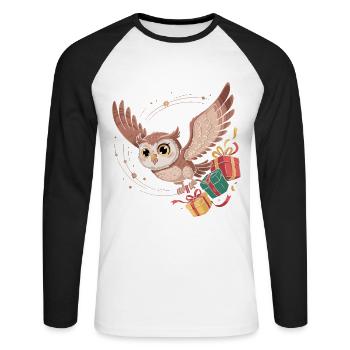 Owl Flight with Gifts - Unisex Long Sleeve Baseball T-Shirt - white/black - Front - Nik (191cm)
